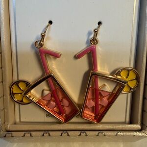 Colorful Drink Earrings with Pink and Yellow Accents
